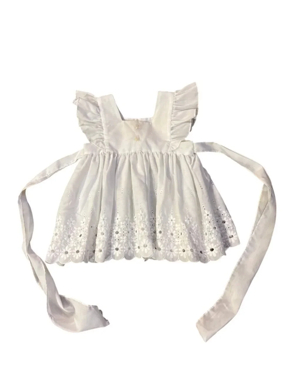 Vintage C.I. Castro & Co Toddler Eyelet Top White Tie Back Blouse 18M? Used Heir